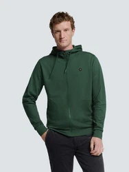 NO EXCESS Sweater Kapuzenweste mit Reißverschluss Dunkelgrün/Grün