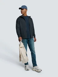 NO EXCESS Sweater Kapuzenweste mit Reißverschluss Dunkelblau