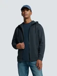 NO EXCESS Sweater Kapuzenweste mit Reißverschluss Dunkelblau