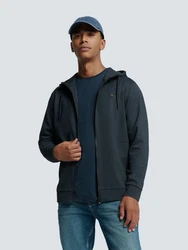 NO EXCESS Sweater Kapuzenweste mit Reißverschluss Dunkelblau