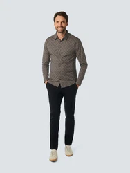 NO EXCESS Langarmhemd Komfort-Stretch Hemd Khaki/Grau/Dunkelgrau/Braun/Dunkelbraun