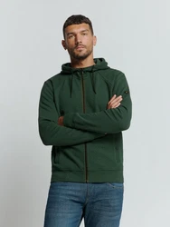 NO EXCESS Sweatshirt Hooded Full Zipper Jacquard Sweater Dunkelgrün/Grün