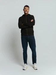 NO EXCESS Sweatshirt Hooded Full Zipper Jacquard Sweater Schwarz/Dunkelgrün/Khaki/Dunkelbraun