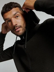 NO EXCESS Sweatshirt Hooded Full Zipper Jacquard Sweater Schwarz/Dunkelgrün/Khaki/Dunkelbraun
