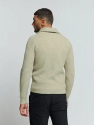 NO EXCESS Rollkragenpullover mit halbem Reißverschluss 