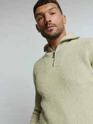 NO EXCESS Rollkragenpullover mit halbem Reißverschluss 