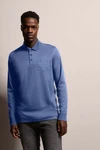 bugatti Langarm-Poloshirt Strukturoptik Blau/Hellblau