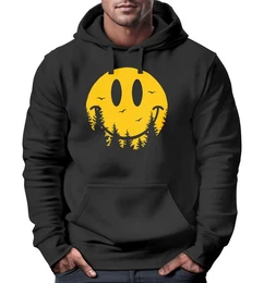 Hoodie Hoodie Herren Aufdruck Print Sonne Outdoor Motiv Lustig Smiling Face