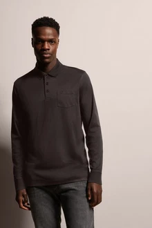 bugatti Langarm-Poloshirt Strukturoptik