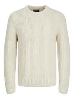 Jack & Jones Strickpullover Regular Fit Weiß/Creme/Beige/Khaki Jack & Jones Strickpullover Regular Fit Weiß/Creme/Beige/Khaki