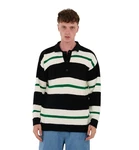 Denim Distriqt Strickpullover Herren Strick Polokragen Pullover in Loose Fit Schwarz