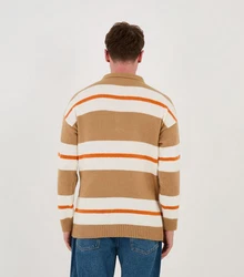 Denim Distriqt Strickpullover Herren Strick Polokragen Pullover in Loose Fit Camel