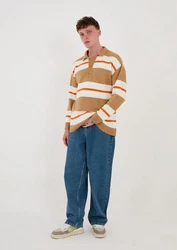 Denim Distriqt Strickpullover Herren Strick Polokragen Pullover in Loose Fit Camel
