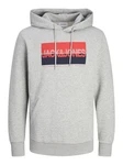 Jack & Jones Kapuzensweatshirt JJNOLAN SWEAT HOOD Grau/Rot/Hellgrau