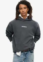 Superdry Kapuzensweatshirt Micro Logo Graphic Loose Hood schwarz