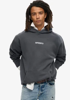Superdry Kapuzensweatshirt Micro Logo Graphic Loose Hood schwarz