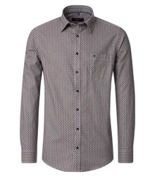 CASAMODA Langarmhemd Casual Fit Braun/Dunkelgrau/Rot/Dunkelrot