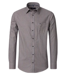 CASAMODA Langarmhemd Casual Fit Braun/Dunkelgrau/Rot/Dunkelrot