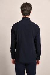 bugatti Langarmhemd Dunkelblau/Schwarz