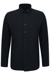 bugatti Langarmhemd Dunkelblau/Schwarz