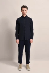bugatti Langarmhemd Dunkelblau/Schwarz