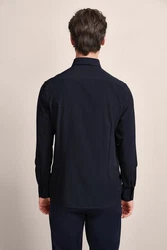 bugatti Langarmhemd Dunkelblau/Schwarz