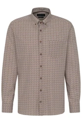 bugatti Langarmhemd mit moderner Passform Beige/Lila/Braun/Grau