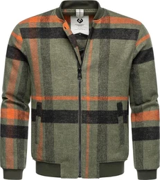 Outdoorjacke Merrbo Check Warme Herren bergangsjacke mit Rippkragen