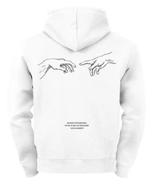 Hoodie Hoodie Backprint Herren Michelangelo Hnde Line-Art-Print