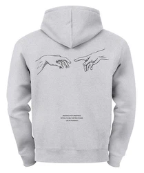 Neverless Hoodie Backprint Herren Michelangelo Hände Line-Art-Print 