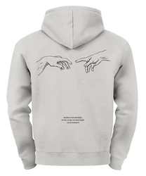 Neverless Hoodie Backprint Herren Michelangelo Hände Line-Art-Print 