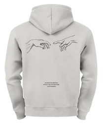 Neverless Hoodie Backprint Herren Michelangelo Hände Line-Art-Print 