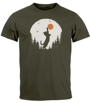 Neverless Print-Shirt Herren T-Shirt Frontprint Katze Silhouette Dunkelgrün/Grün/Braun/Khaki Neverless Print-Shirt Herren T-Shirt Frontprint Katze Silhouette Dunkelgrün/Grün/Braun/Khaki