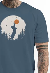 Neverless Print-Shirt Herren T-Shirt Frontprint Katze Silhouette Blau/Dunkelblau/Grau