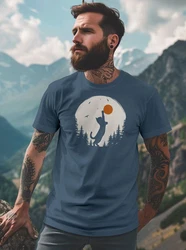 Neverless Print-Shirt Herren T-Shirt Frontprint Katze Silhouette Blau/Dunkelblau/Grau