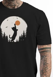 Neverless Print-Shirt Herren T-Shirt Frontprint Katze Silhouette Schwarz/Grau/Orange