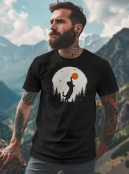 Neverless Print-Shirt Herren T-Shirt Frontprint Katze Silhouette Schwarz/Grau/Orange