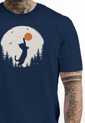 Neverless Print-Shirt Herren T-Shirt Frontprint Katze Silhouette Dunkelblau/Blau
