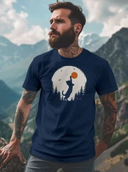 Neverless Print-Shirt Herren T-Shirt Frontprint Katze Silhouette Dunkelblau/Blau