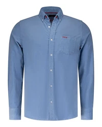 New Zealand Auckland Langarmhemd Omar Dunkelblau/Blau/Hellblau/Pastell