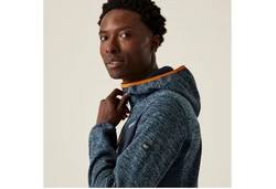Regatta Strickfleecejacke Alven mit Kapuze Hellblau/Dunkelblau/Orange