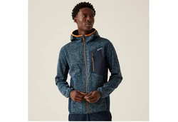 Regatta Strickfleecejacke Alven mit Kapuze Hellblau/Dunkelblau/Orange