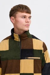 !Solid Troyer Halfzip Fleecejacke Dunkelgrün/Braun/Mischfarben