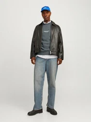JACK & JONES Sweatshirt 'JORVesterbro' dunkelgrau/weiß