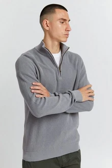 Blend Strickpullover mit halbem Reißverschluss BHCodford 4482 Grau (4482)