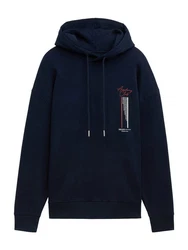 TOM TAILOR Denim Sweatshirt Hoodie mit Print neonblau/dunkelblau/hellrot/schwarz