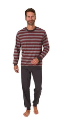 Normann Pyjama Herren langarm Schlafanzug Dunkelrot/Rot/Bordeaux/Braun