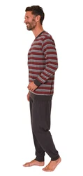 Normann Pyjama Herren langarm Schlafanzug Dunkelrot/Rot/Bordeaux/Braun