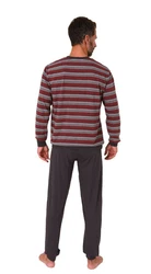 Normann Pyjama Herren langarm Schlafanzug Dunkelrot/Rot/Bordeaux/Braun