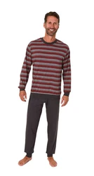 Normann Pyjama Herren langarm Schlafanzug Dunkelrot/Rot/Bordeaux/Braun